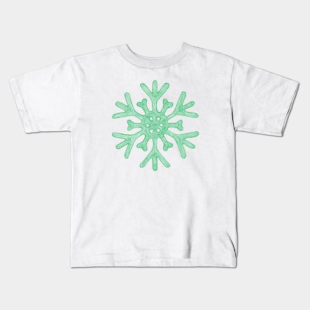 Snowflake (teal) Kids T-Shirt by calenbundalas